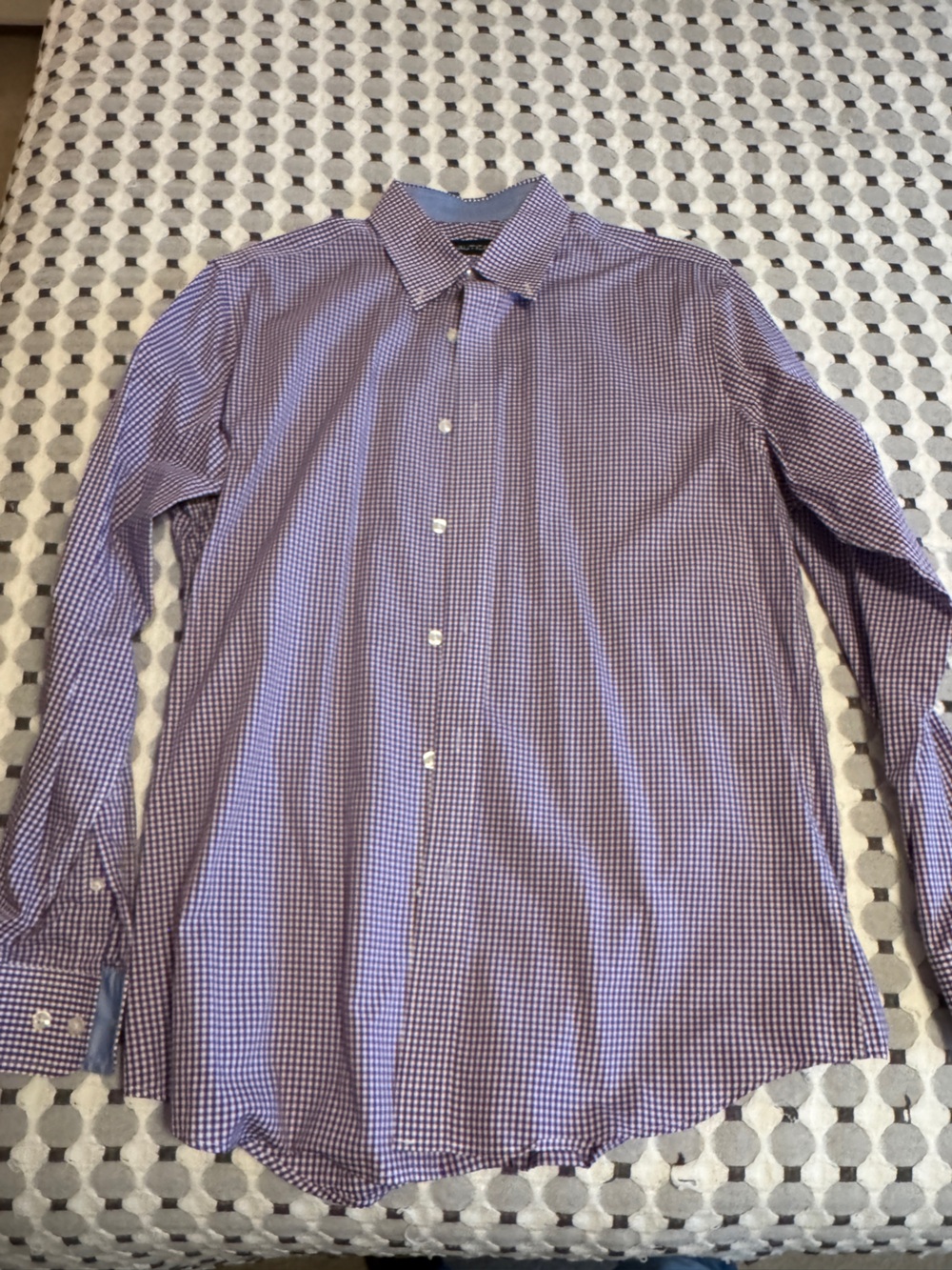 Nautica Men's Purple Gingham Button-Down Shirt